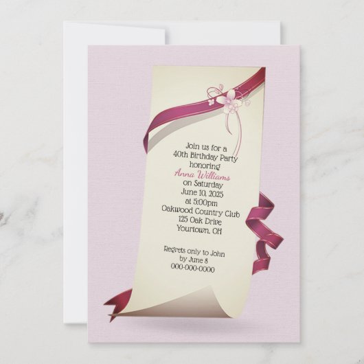 カール紙40th誕生日招待状 招待状 (正面)