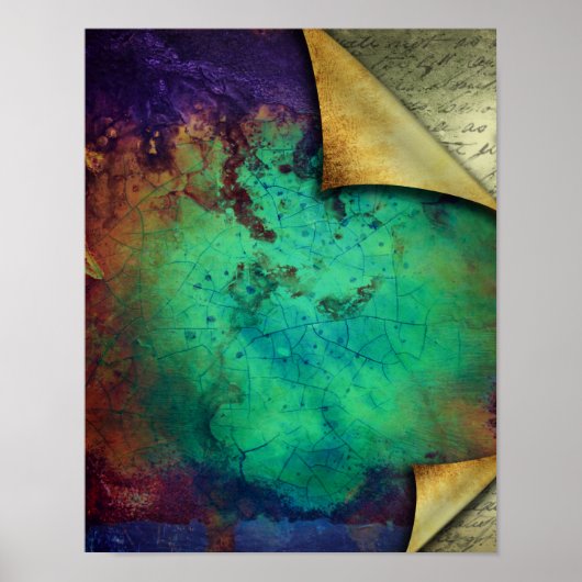 カール素朴ページターコイズテクスグランジチャ ポスター (正面)