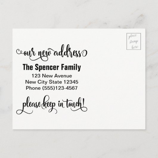 カール緑シダ写真「移動した」通知 案内ポストカード (裏面)