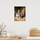 カール遊・レイチェルト、カブトムスと子猫 ポスター (キッチン)