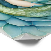 カール髪の女の子の緑のマーメイドポスター ポスター (角)