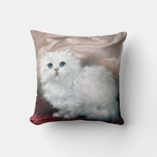 カール・カーラー・ホワイト・キットン クッション (正面)