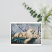 カール・カーラー・ホワイト・キャット・ファミリー ポストカード (スタンド正面)