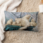 カール・カーラー・ホワイト・キャット・ファミリー ランバークッション (ブランケット)