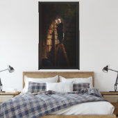 カール・スピツウェグのブックワーム キャンバスプリント (インサイチュ (寝室))