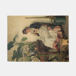 カール・ツェヴィ作「花屋の少女」 ドアマット