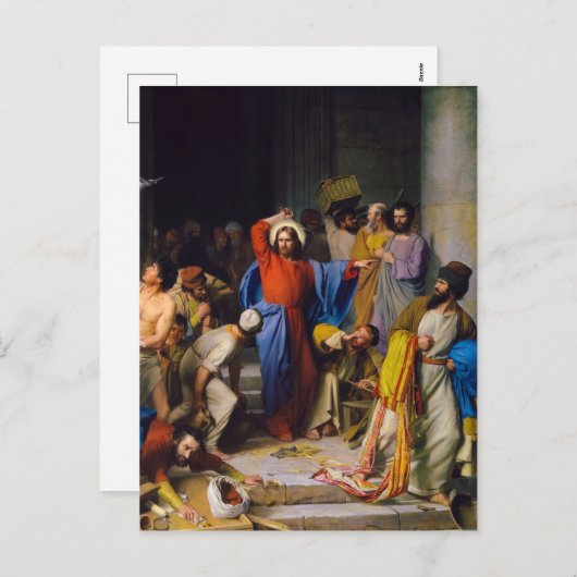 カール・ブロッホで神殿を清めるイエス シーズンポストカード (正面/裏面)