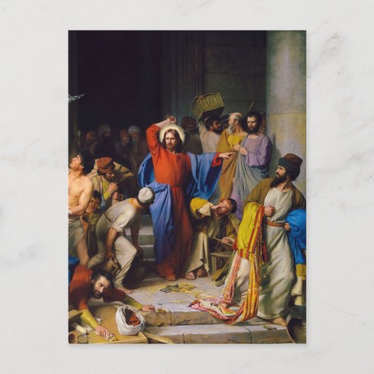 カール・ブロッホで神殿を清めるイエス シーズンポストカード (正面)