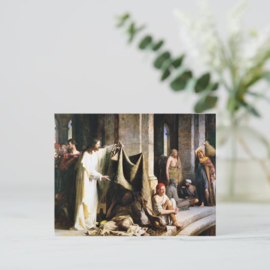 カール・ブロッホによってベテスダで病気を癒すキリスト シーズンポストカード (スタンド正面)