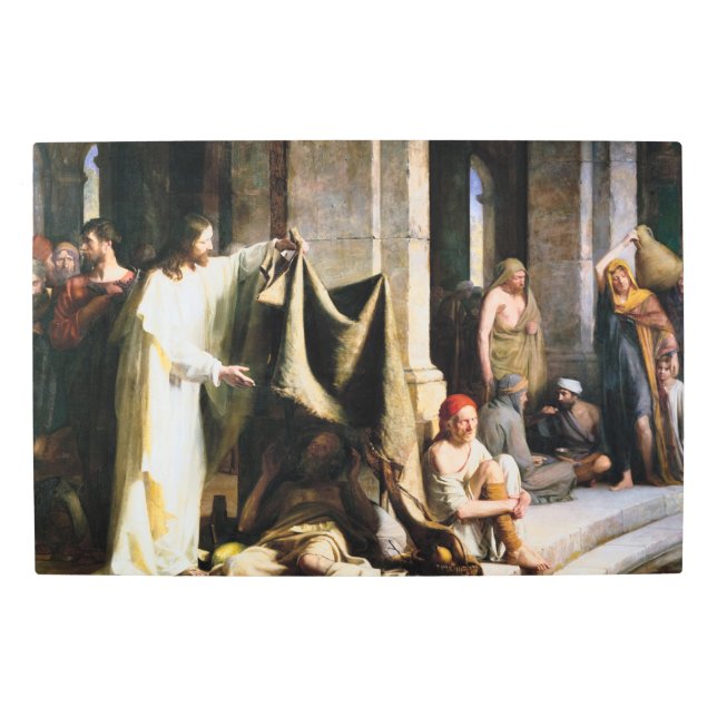 カール・ブロッホによってベテスダで病気を癒すキリスト メタルプリント (正面)