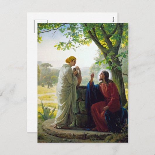 カール・ブロッホによるキリストとサマリア人の女 シーズンポストカード (正面/裏面)