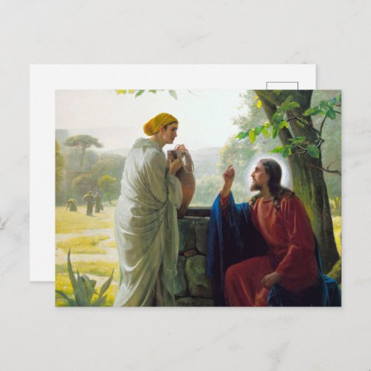 カール・ブロッホによるキリストとサマリア人の女 ポストカード (正面/裏面)