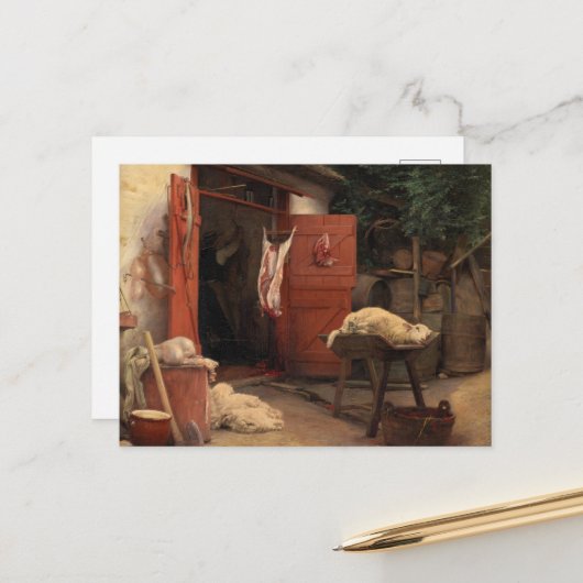 カール・ブロッホによるヘルレベクの屠殺場 ポストカード (正面/裏面インサイチュ)