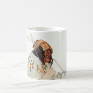 カール・ボドマーによるパイプを持つインディアンの戦士の肖像画 コーヒーマグカップ