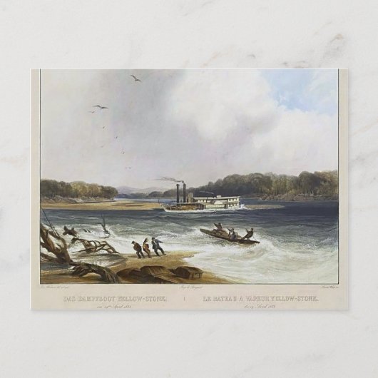 カール・ボドマー – ミズーリ川イエローストーン蒸気船 ポストカード (正面)