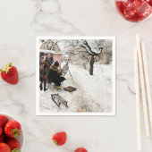 カール・ラルソン野外画家。冬のモチーフ スタンダードカクテルナプキン (インサイチュ)