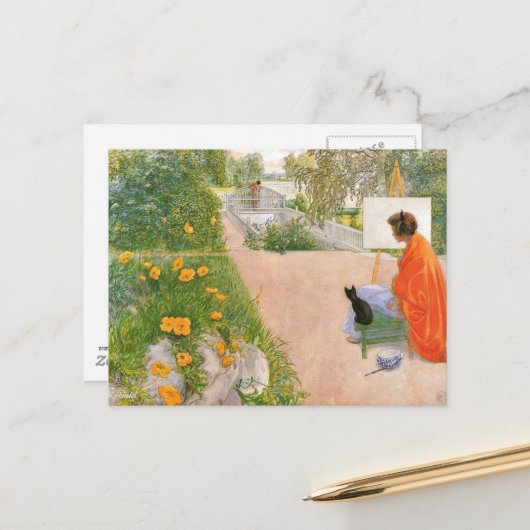 カール・ラーションの絵画、橋 ポストカード (正面/裏面インサイチュ)