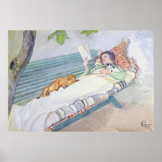 カール・ラーソンがベンチに横たわる女性 ポスター (正面)