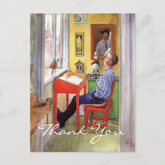 カール・ラーソンが宿題をするエスビョルン ポストカード (正面)