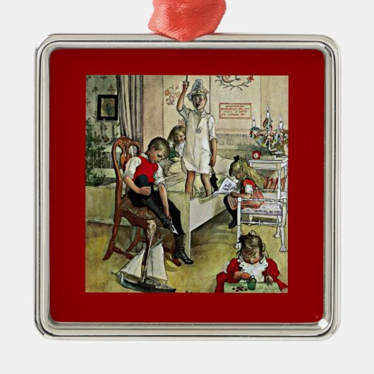 カール・ラーソン作品：『クリスマスの朝』 メタルオーナメント (正面)