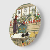 カール・ラーソン – フラワーズオンザ・ウィンドウシル ラージ壁時計 (傾斜)