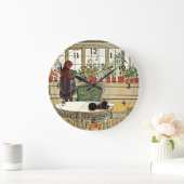 カール・ラーソン – フラワーズオンザ・ウィンドウシル ラージ壁時計 (ホーム)