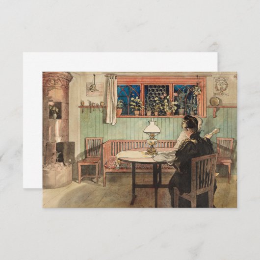 カール・ラーソン《子供たちが寝た後》 サンキューカード (正面/裏面)