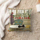 カール・ラーソン、花々が窓枠に クッション (ブランケット)