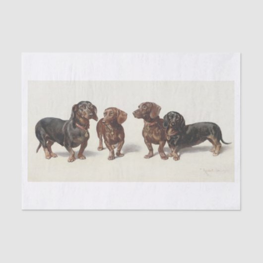 カール・リチェルト | Dachshund Dogs Oil Painting 薄葉紙 (正面)
