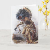 カールBodmer -犬のダンスをしているMoennitarriの戦士 カード (黄色い花)