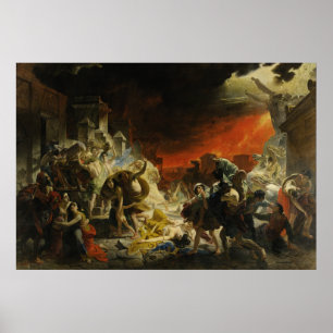 カールBriullov Vesuvius著ポンペイの最後の日 ポスター