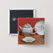 カールLinnaeusに示される茶サービス 缶バッジ (正面&裏面)