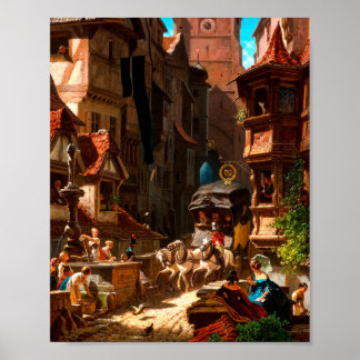 カールSpitzweg - Ankunft der Postkutsche 1859 ポスター