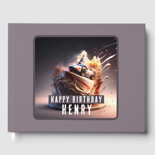 カーレーシングケーキ – 誕生日 ゲストブック (正面)