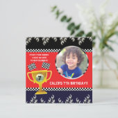 カーレーシングトロフィーバースデーパーティー写真招待状 招待状 (スタンド正面)