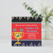 カーレーシングトロフィー&レースフラグパーティの招待状 招待状 (スタンド正面)