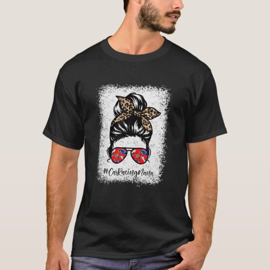 カーレーシングナナ乱雑ヘアバンヒョウ女性モテ Tシャツ (正面)
