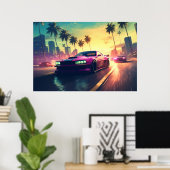 カーレーシングビークルの都市の空 ポスター (ホームオフィス)