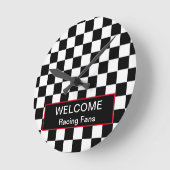 カーレーシングファンへようこそ ラウンド壁時計 (傾斜)