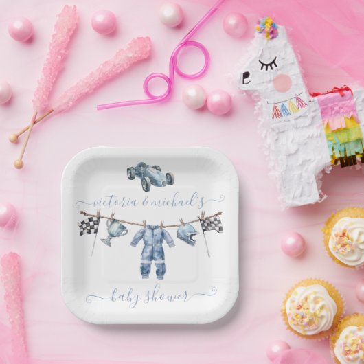 カーレーシングボーイ赤ちゃんシャワー ペーパープレート (パーティー)