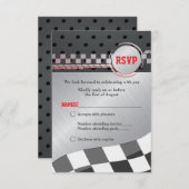 カーレーシングレーサーバー（ユダヤ教の）バル・ミツバーリプライカード 出欠カード (正面/裏面)