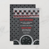 カーレーシングレーサーバー(ユダヤ教の)バル・ミツバー披露宴 エンクロージャーカード (正面/裏面)