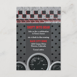 カーレーシングレーサーバー（ユダヤ教の）バル・ミツバー披露宴 エンクロージャーカード