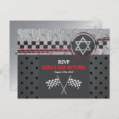カーレーシングレーサーバー(ユダヤ教の)バル・ミツバーRSVP ポストカード (正面/裏面)