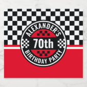 カーレーシング市松模様にフフラグ誕生日パーティー ビールラベル (シングルラベル)