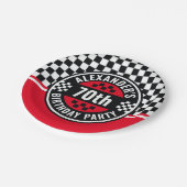 カーレーシング市松模様にフフラグ誕生日パーティー ペーパープレート (アングル)