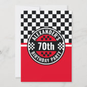 カーレーシング市松模様にフフラグ誕生日パーティー 招待状 (裏面)