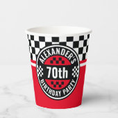 カーレーシング市松模様にフフラグ誕生日パーティー 紙コップ (正面)