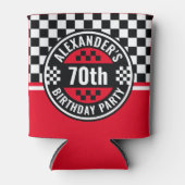 カーレーシング市松模様にフフラグ誕生日パーティー 缶クーラー (正面)