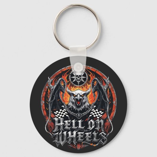 カーレーシング市松模様にフラッグモータースポーツアクセサリー キーホルダー (正面)